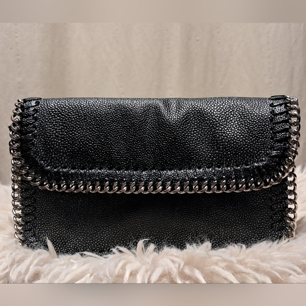 Sondra Roberts Silver Chain Leather Crossbody Bag